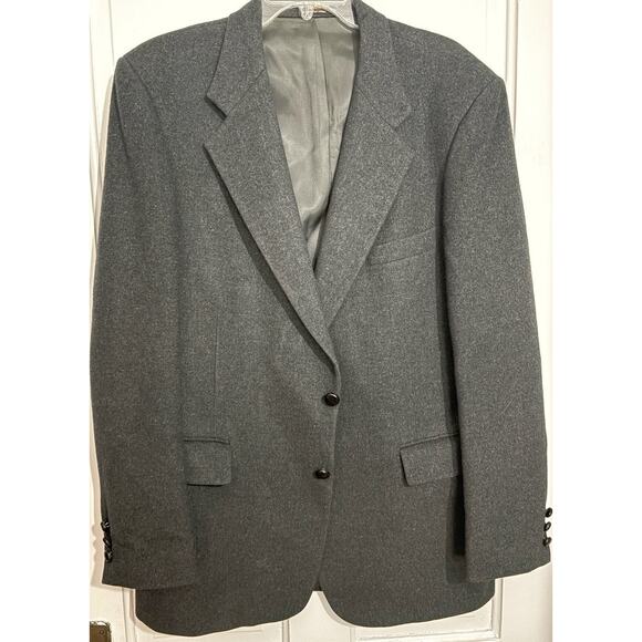 Mongolian Camel Hair Blazer Charcoal Gray 2 Button Sport Coat 46 Regular XL Prep - Picture 1 of 8
